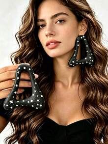 Black Triangle Stud Earrings