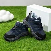 1 Pair Kids' Patchwork High-Top Outdoor Hiking Boots, Suitable For Mid-To-Large Children For Autumn/Winter - Navy Blue - View 5