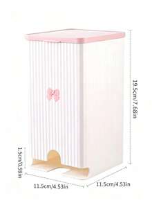 Cute Bow Wall-Mounted Tissue Box, Bathroom Sanitary Napkin Storage Box, Vertical Striped Textured Shell, No-Drill Adhesive Wall Installation. Smooth Dispensing Opening, Can Hold Face Towels And Tissues, Flip-Top Design For Easy Refill. White And Pink Contrast Color Girly Style, Suitable For Bathroom Vanity, Frees Up Countertop Space, Practical Home Storage For Face Towels And Tissues. - Multicolor - View 12