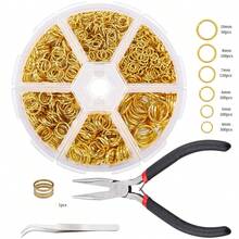 6-Compartment Storage Box With Gold Open Jump Rings Jewelry Making Kit, 4-10mm Silver Open Jump Rings, With Pliers, Tweezers And Ring Opener, For Jewelry Repair, DIY Necklace, Bracelet, Earring, Keychain Making - Multicolor - View 7