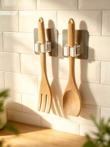 1/2/4pcs White Wall-Mounted Strong Adhesive Hook Clip, Mop Broom Clip For Storage, Suitable For Bathroom And Kitchen Organization,Bag,Organizer,Storage,Kitchen - Multicolor - View 3