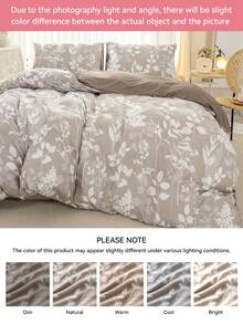 Juego de funda nórdica de 2/3 piezas con diseño de hojas y flores, ropa de cama de microfibra ultrasuave, uso para todas las estaciones, decoración de dormitorio otoñal, funda nórdica resistente a las arrugas, disponible en tamaño extra grande, estilo bohemio de granja, adecuado como regalo para alquiler de dormitorio - Multicolor - Ver 4