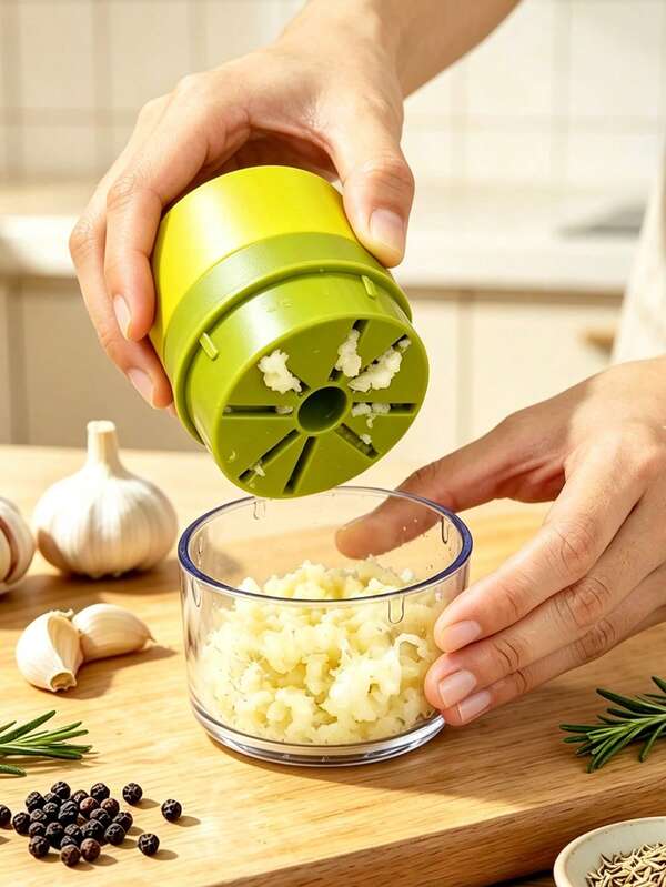 Schiacciaglio per aglio manuale ergonomico, frullatore per aglio e macina spezie - Utensile da cucina multifunzionale, può essere utilizzato per tagliare, affettare e macinare, macina spezie, adatto per uso domestico, ristorante, esterno, viaggio e food truck, design portatile a mano, macina per aglio in plastica, forniture da cucina, forniture per la cottura, essenziali per viaggi e attività all'aperto, facile da trasportare, essenziale per la casa, decorazione autunnale per la casa, ritorno a scuola, forniture per feste, regalo di Natale, regalo di Ognissanti, regalo per le donne, regalo per gli uomini