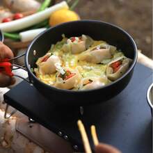 Portable Flat Bottom Frying Pan, Aluminum Alloy Small Skillet, Non-Stick Cookware For Outdoor Camping, Picnic, Suitable For 2-3 People, Couples And Family Gatherings - Grey - View 3