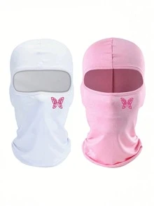 Musion 1/2/3pcs Pink Butterfly Print Balaclava, Breathable Mesh Full Face Ski Mask, Y2K Street Style Cycling Motorcycle And Daily Fashion Headwear - Multicolor - View 18