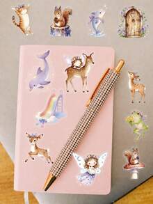 50Pcs PET Fairy Fantasy Stickers, Patterns Of Fairies With Flowers, Mushrooms, Castles And Rainbows, Suitable For Journals, Water Bottles, Notebooks, Storage Boxes, Skateboards, Helmets, Luggage, Laptops, Guitars, Tablets - Multicolor - View 7