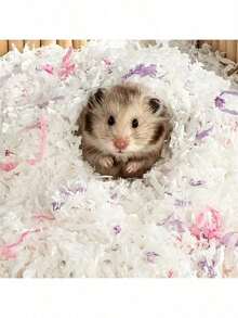 1pc Dust-Free Natural Wood Pulp Hamster Bedding, Warm Absorbent Wood Shavings Litter, Multi-Color Odor-Absorbing Dry No Additives - Multicolor - View 2