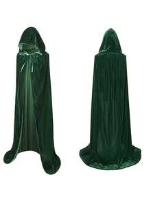 Soft Plush Plush Hooded Cape, Multiple Colors Available, Long Train Design, Medieval Wizard Costume, Adult Halloween Party Cosplay Cloak - Multicolor - View 6