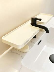 1pc Solid Color Sink Faucet Surround Storage Rack, Modern Plastic Irregular With Adjustable Split‑Tray Design, Space‑Saving Organizing Make Up Storage Organiser Bathroom Shelf, For Vanity Countertop Washroom Daily Use All‑Season Home Decor - Multicolor - View 7