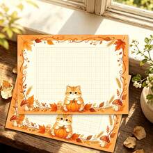 Cute Cat Stationery, 30 Sheets/Pack, Premium Paper With Exquisite Printing, Cat Pattern Decoration, Original Art Design, Floral Border - Rectangle - View 1