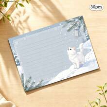 Cute Cat Stationery, 30 Sheets/Pack, Premium Paper With Exquisite Printing, Cat Pattern Decoration, Original Art Design, Floral Border - Rectangle - View 8