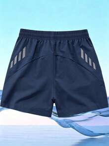 Women's Summer Sports Printed Bow Shorts, Elastic Waist Drawstring Running Pants, Suitable For Indoor Fitness And Outdoor Running - Navy Blue - View 8