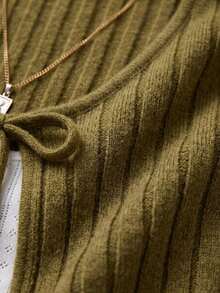 Women Cardigans - Olive Green - View 4