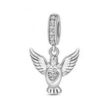 1pc Silver Plated Vintage Egyptian Style Beaded Pendant, Pharaoh Cat Mummy, Rhinestone Heart And Peace Dove Design, Retro Distressed Carved Craftsmanship, Suitable For Bracelet Necklace DIY Assembly, Exotic Personalized Commemorative Accessory - Silver - View 11