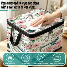 1PC Foldable TNT Storage Box, Floral Vintage Sewing Machine Slogan Print Any Day Spent Sewing Is A Good Day, Zipper Lid With Handles, Collapsible Storage Bin For Sewing Supplies Fabric Craft Home Organizer - Multi-color - View 10