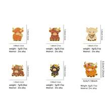Cartoon Highland Cow Enamel Brooch, Floral Yak Metal Lapel Pin Badge, Cute Backpack Hat Jacket Clothing Decoration Accessory, Adorable Gift For Friends - Multicolor - View 12