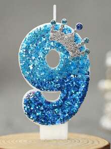 1pc Crown & Number Design Candle, Peacock Blue Creative Birthday Candle, Best Daily Birthday Gift For Mom Or Girlfriend - Peacock Blue Crown - View 22