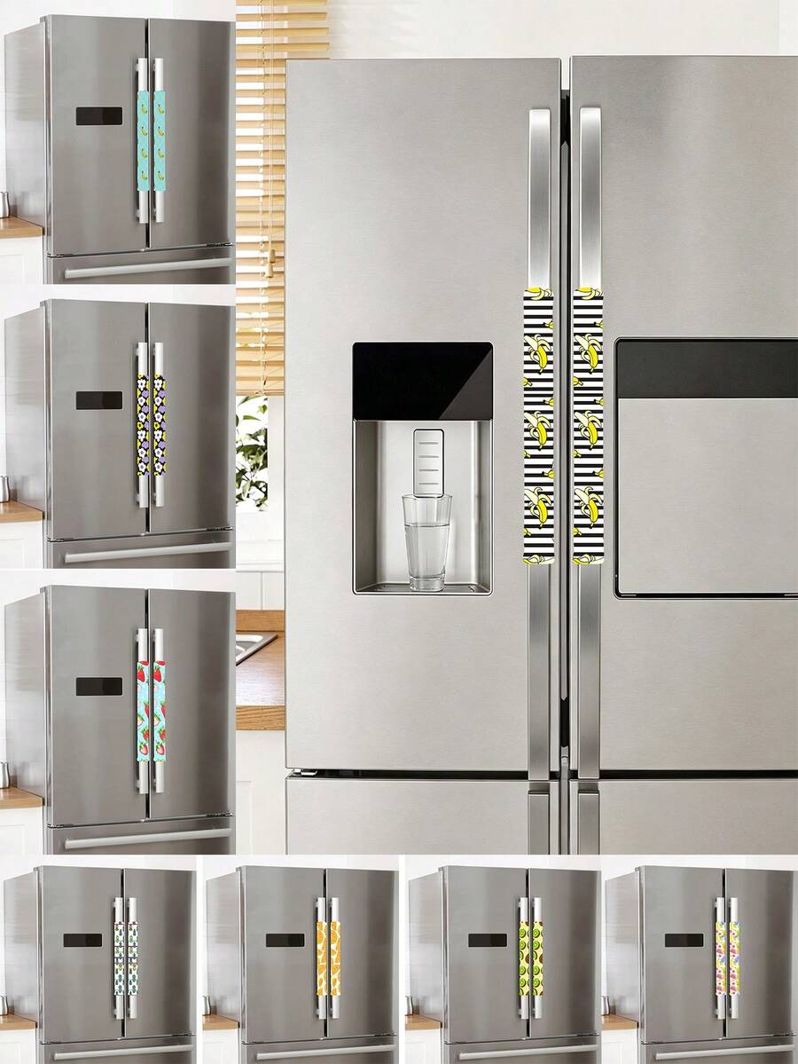 2pcs Refrigerator Door Handle Protector, Oven Handle Protector, Ultrasonic Embossed Pattern Door Handle Protector - View 1