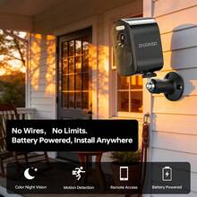 ZHXINSD Wireless Security Camera, Outdoor Battery Security Camera 4MP , 2.4/5G WiFi CCTV Surveillance Camera, PIR AI Motion Detection, Light & Sound Alarm, 2-Way Audio, Real-Time Alerts, TF Card/Cloud Storage, IP65 Waterproof,For Farm/Backyard/Yard Camera - Black - View 3