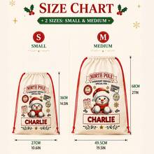 Customized Christmas Drawstring Storage Bag, Personalized Name Holiday Bag, Holiday Style, Customized Name Gift Bag, Customizable Christmas Gift - Multicolor - View 2
