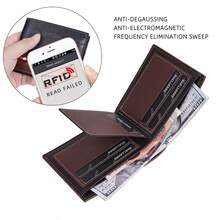 Dompet Pria Pendek PU Baru Baellerry Bisnis Lintas Batas Banyak Slot Terbuka Jepit Uang Kulit Warna Kontras untuk Pemuda - Coklat - View 6