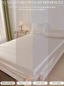 2/3pcs Solid Beige Satin Fitted Sheet Set, Faux Silk Bedding Set, 1pc Fitted Sheet + 1/2pcs Pillowcases (No Fill), Modern Soft Home Bedding Set, Deep Pocket Design Up To 11.8 Inches, Breathable - Beige - View 7