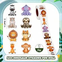 500pcs Watercolor Animal Doodle Roll Stickers, 1 Inch Asymmetrical Pattern, Suitable For Stationery, Planner DIY, Teacher Encouragement, Gift Wrapping, Card, Envelope, Magazine Decoration, Holiday Party Atmosphere, PVC Self-Adhesive Stickers - Watercolor Animals - View 4