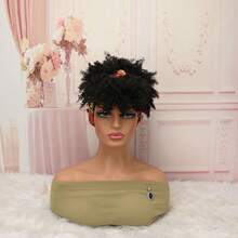 Women Black Short Kinky Curly Synthetic Headband Wig, Fluffy Natural Non‑Glueless No Lace Easy Wear Wig For Daily Party Date - Multicolor - View 19