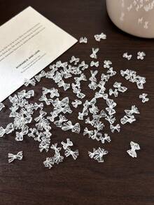 50pcs Mixed Transparent Moonlight Bow Nail Rhinestone Double Pleats Ballet Bowknot 3D Nail Charms Mixed Styles Lace Bow Nail Decoration - Multicolor - View 4