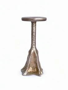 1pc Hammered Texture Pillar Candle Holder, Vintage Distressed Silver Flared Base Tall Candle Stands, Rustic Wabi-Sabi Decorative Candlestick For Dining Table Centerpiece Fireplace Mantel Home Decor - Silver Hill - View 9