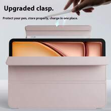 強磁吸附超薄三折式直立保護殼，適用 iPad Pro 13 吋 M5 M4 2026、Air 11 M2、10.9、Air 第 5 代、第 10 代、第 11 代、A16 2025、M3、Air 13，支援 Pencil Pro 與 Pencil - 粉色 - 查看 6