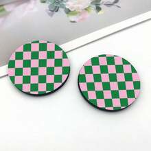 Car Cup Holder Coasters, Checkerboard Pattern Absorbent Ceramic Car Coaster, Non‑Slip Cup Mat Cute Car Interior Decor Accessories For Most Vehicles - Checkered Coaster - View 3