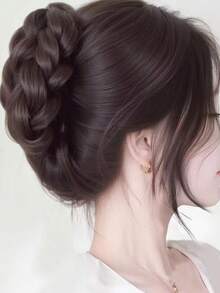 Women's Twisted Bun Hair Claw Clip Wig, Flat Head Claw Clip Braided Bun Hair Extension, High Crown Bun Hair Claw Clip, Natural Voluminous Hair Piece HA2798 - Multicolor - View 8