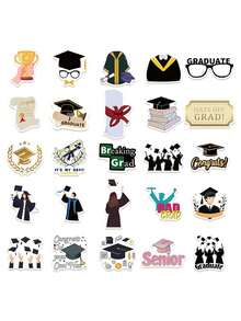 50PCS,Graduation Season Stickers,PVC Material,Creative And Aesthetic Design Sticker,Suitable For Mobile Phone Cases,Tablets,Mobile Phone,Laptops,Suitcases,Cars,Notebooks,Helmet,Guitar,Skateboard,Storage Box,Computer,Scrapbook Supplies - 50pcs - View 3