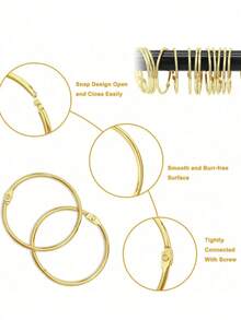 10/30/50 Pcs Shower Curtain Rings, Rustproof Bathroom Shower Curtain Hooks, Round Decorative Shower Curtain Rings And Hooks, Curtain Metal Shower Rings, Loose Leaf Ring Inner Diameter 2 Inches (Approx. 5 Cm), (Gold, Silver, Black) - Multicolor - View 4