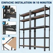GOCAPTAIN Heavy-Duty Adjustable Boltless Metal Shelving Unit - 5-Tier Garage Storage Rack w/ Wood Boards, 72"H x 35.5"W x 12"D, 2000 lb Capacity, Black - Schwarz - Übersicht 3