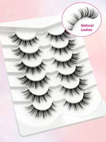 Sibeuna 6 Pairs Clear Band False Eyelashes, Faux Mink Cat Eye/Wing Style, Natural Fluffy & Curled, Voluminous False Eyelashes, Essential Makeup Tool For Travel - Black - View 4