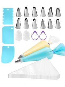 115/120/217 Pcs Cake Decorating Kit, Piping Bags And Tips Set With Disposable & Reusable Pastry Bags, Icing Nozzles, Scrapers, Couplers, DIY Baking Tools For Holiday Birthday Cake Cupcake Cookie - View 7