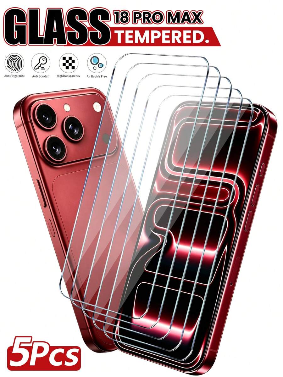 5 Packs [2026 New] 9H Tempered Glass Screen Protector Compatible With Iphone Ultra/18 Pro Max/18 Pro/18/17 Pro Max/17 Pro/17 Air/17/16 Pro Max/16 Pro/16 Plus/16/15 Pro Max/15/14/13/12, HD Clear, Scratch-Resistant, Drop-Proof, Waterproof, Bubble Free Easy Install, Full Coverage - Clear - View 1