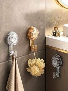1pc Rotating Suction Cup Hook, No-Drill Vacuum Wall Hook For Kitchen, Bathroom, Toilet, Customized - Multicolor - View 4