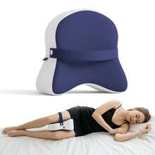 1pc Memory Foam Leg Pillow, Streamlined Grooved Design Leg Pillow, Contoured To Leg Curve, Ergonomic Knee Pillow, With Adjustable Strap To Fix Position, Provides Thigh And Hip Support For Side Sleepers - Blue and White - View 1