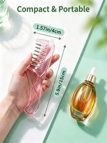 Transparent Pink Liquid Guide Comb, Visible Liquid Guide Comb, Rolling Ball Metal Teeth, Even Liquid Control And Distribution Design, Nourishes Scalp And Hair Roots, Relieves Scalp Tension, Prevents Hair Loss, Suitable For Hair, Beard And Pet Fur - Multiple Styles - View 6