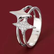1pc Fashion Star Shaped Design Cubic Zirconia Women Ring - Multicolor - View 1