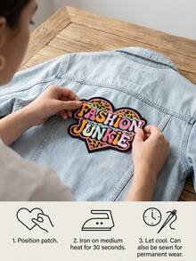 6/1pc Heart-Shaped "FASHION" Embroidered Patch, Suitable For Trucker Hats, Jeans, Jackets, Bags And Backpacks, Essential Embroidery Decoration Accessory For Small Startups - Multiple Styles - View 9
