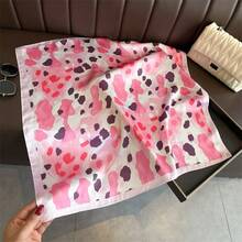 1件正方形緞面方巾 女款佩斯利印花頭巾 包巾 包包配件 - 粉色 - 查看 2