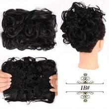 Moño de novia sintético grande y desordenado con rizos, chignon con peine y clips, funda para coleta, extensión de coleta de cabello sintético natural falso - Multicolor - Ver 7