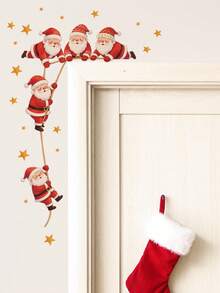 mama look 1pc, Multi-Style, Christmas Decoration Wall Sticker, Santa Claus, Snowman, Reindeer, Gift Box Pattern, PVC Self-Adhesive Removable Wall Sticker, Suitable For Bedroom, Living Room, Kitchen, Dining Room, Bathroom Background Wall, Can Cover Imperfections - Multiple Styles - View 3