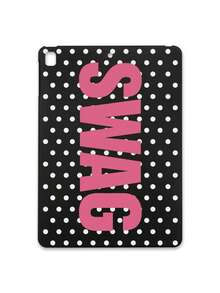 1pc Y2K Millennium Hot Girl Style Black Background White Polka Dot SWAG Fuchsia English Print Tablet Protective Case, Ins Influencer Cool Personalized Full Coverage Anti-Drop Black Matte Soft Shell, Suitable For Personal Use, Birthday Gift Choice; Compatible With Ipad Case, - Black - View 36