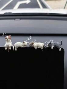 4pcs Resin Sleeping Cat Car Center Console Screen Small Ornaments, Suitable For Car Center Console Display Decoration Ornaments, Car Rearview Mirror Ornaments - A - View 8