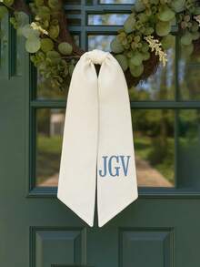 Personalized Letter Wreaths And Sashes, Custom Front Door Wreaths And Sashes, Custom Initial Letter Door Decorations, Embroidered Front Door Bows, Letter Wreath Ribbons, Wreath Scarves, Suitable For Christmas, Parties, Weddings, And Home Decor. - Multicolor - View 4